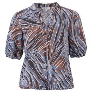 Enjoy Blouson pofmouw kraag Blauw bruin
